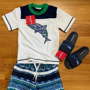 Hanna Andersson 100 NEW swim set top shorts slide